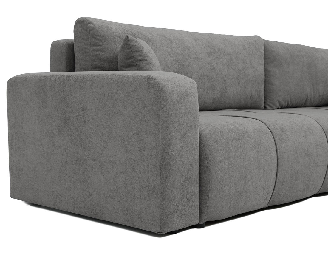 Canapé d'angle réversible 5 places convertible avec coffre en tissu Nicole