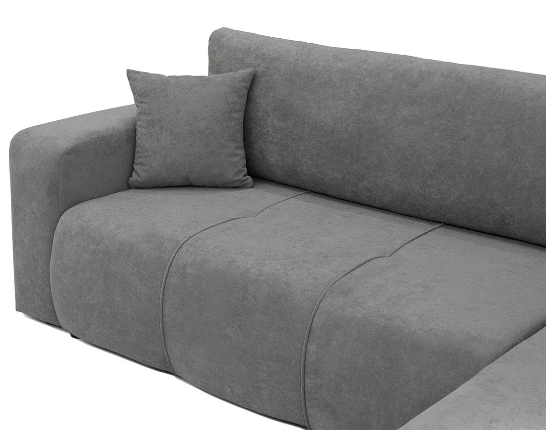 Canapé d'angle réversible 5 places convertible avec coffre en tissu Nicole