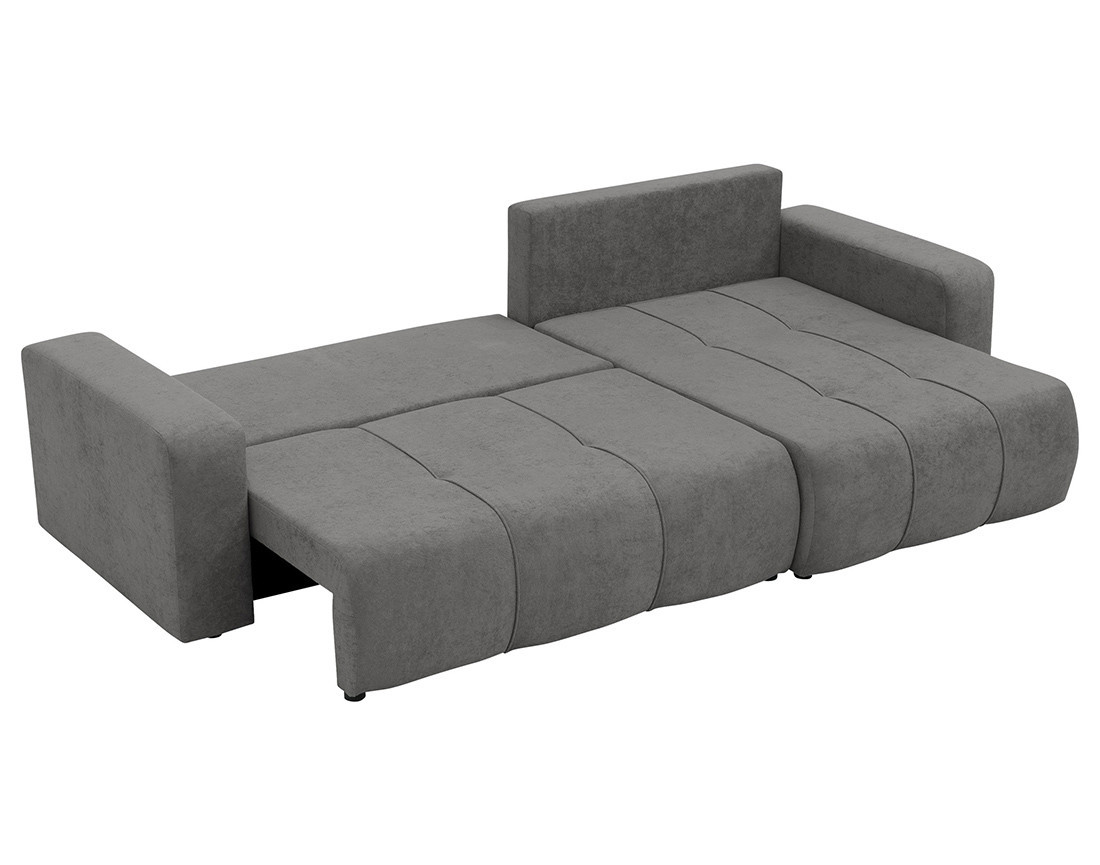 Canapé d'angle réversible 5 places convertible avec coffre en tissu Nicole