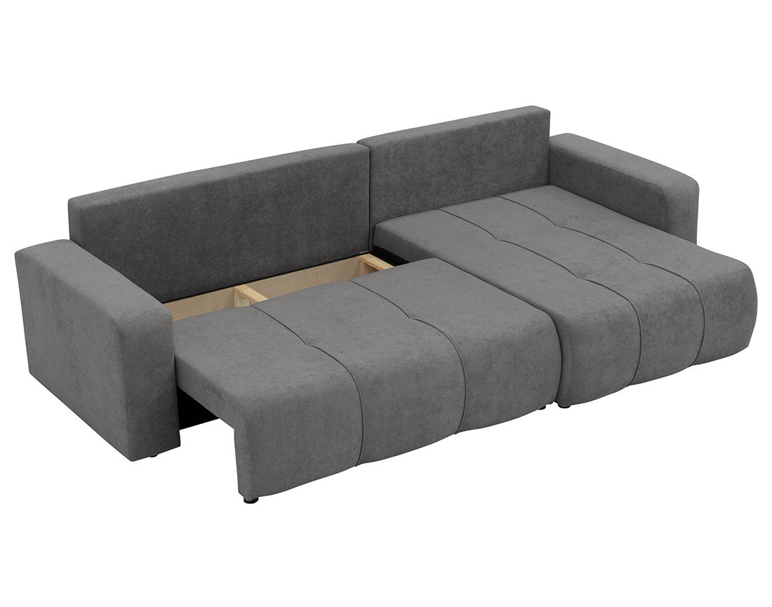 Canapé d'angle réversible 5 places convertible avec coffre en tissu Nicole