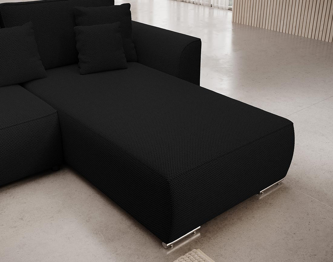 Canapé panoramique en U 7 places convertible avec coffre en tissu texturé Gabriel