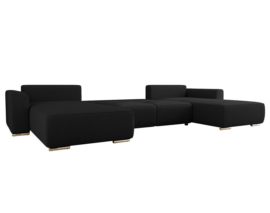 Canapé panoramique en U 7 places convertible avec coffre en tissu texturé Gabriel