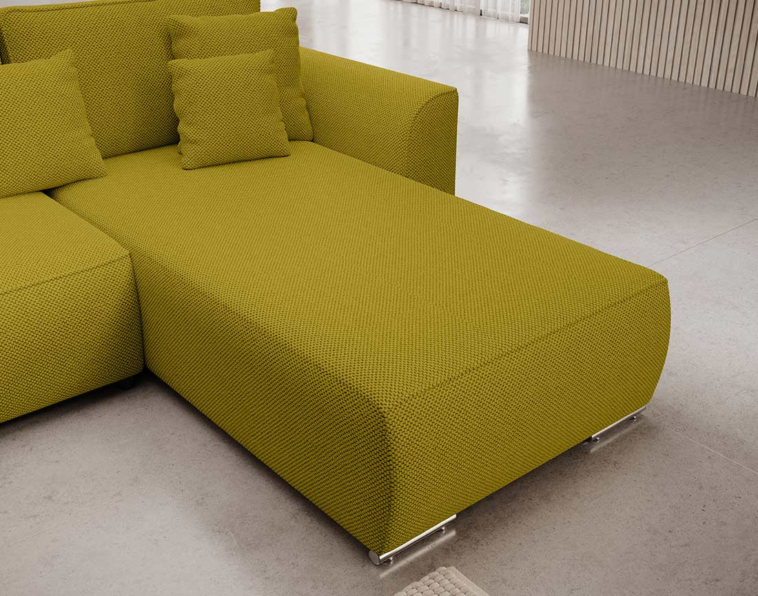 Canapé panoramique en U 7 places convertible avec coffre en tissu texturé Gabriel