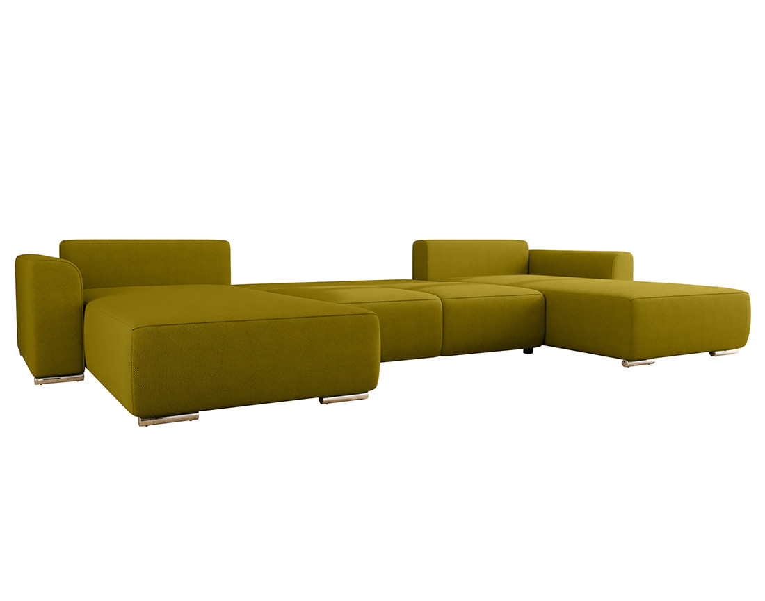 Canapé panoramique en U 7 places convertible avec coffre en tissu texturé Gabriel