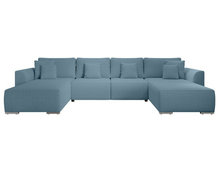 Canapé panoramique en U 7 places convertible avec coffre en tissu texturé Gabriel
