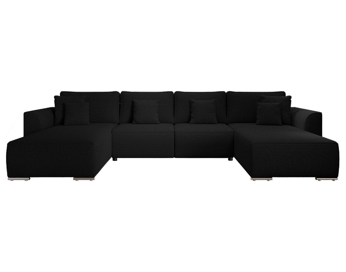 Canapé panoramique en U 7 places convertible avec coffre en tissu texturé Gabriel