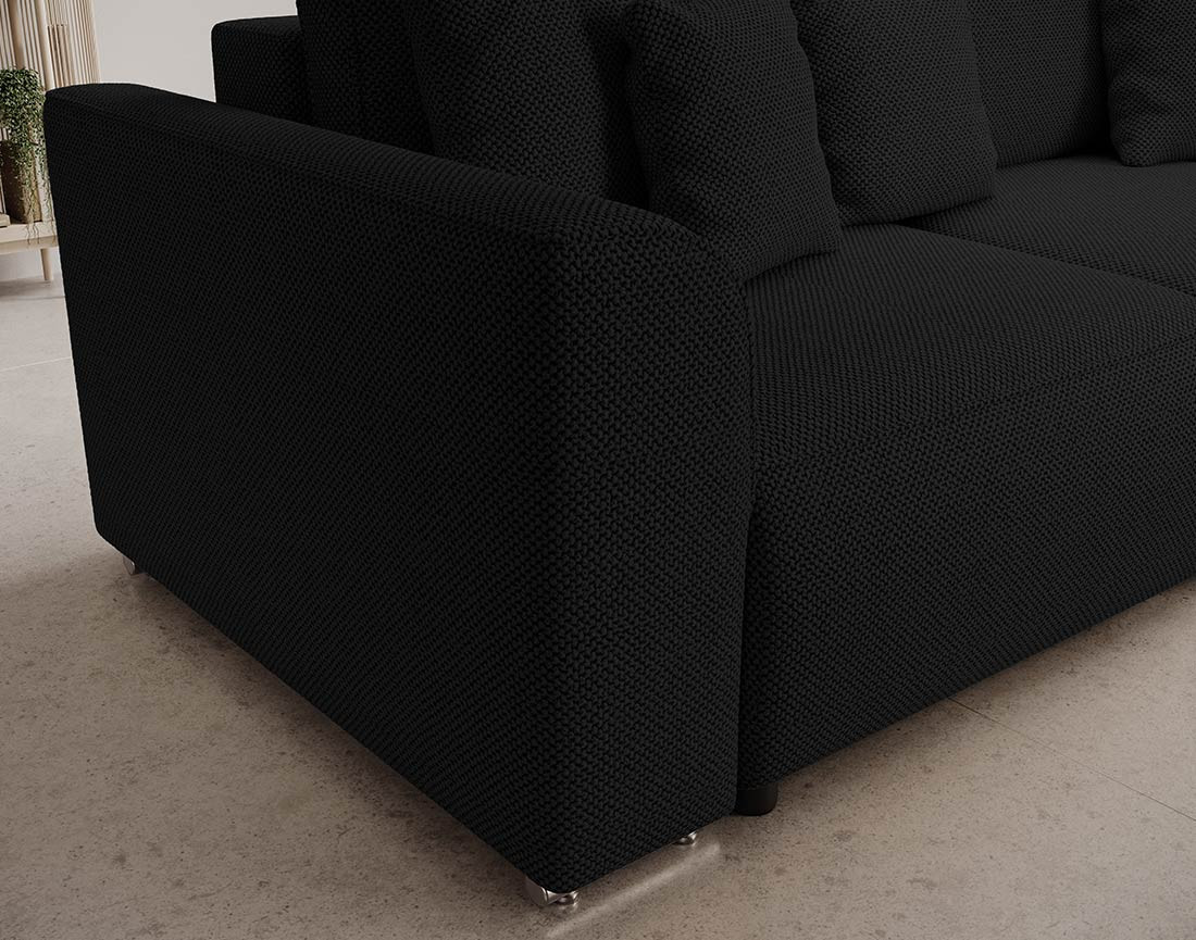 Canapé panoramique en U 7 places convertible avec coffre en tissu texturé Gabriel