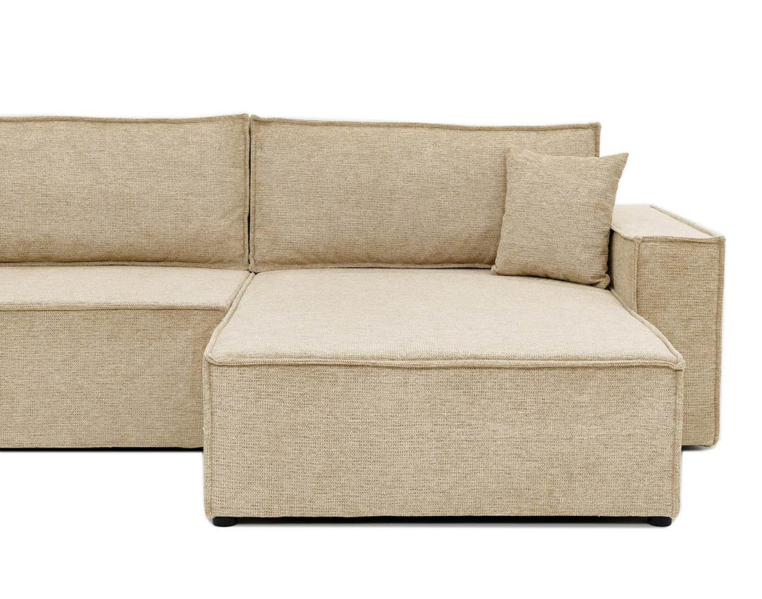Canapé d'angle réversible 5 places convertible avec coffre en tissu texturé Cezanne