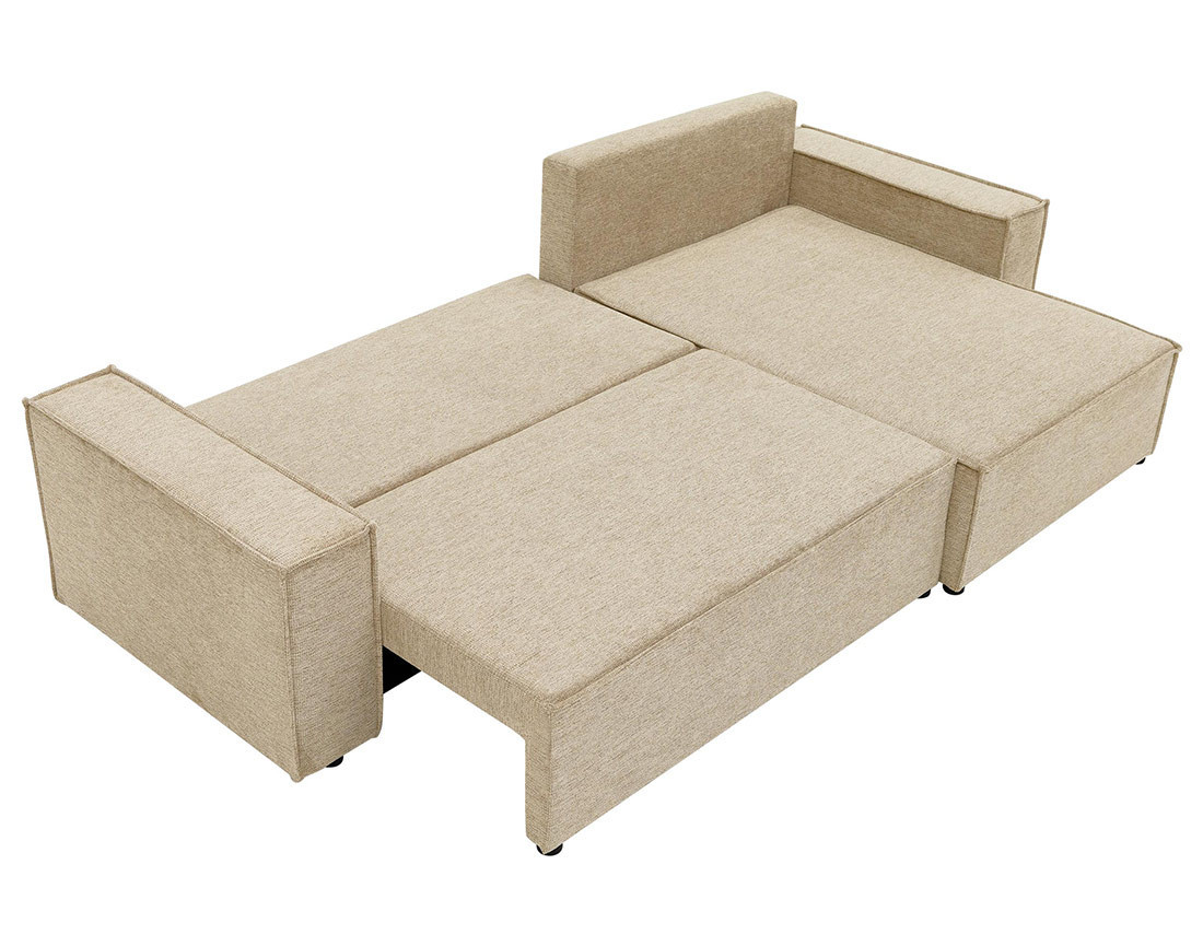 Canapé d'angle réversible 5 places convertible avec coffre en tissu texturé Cezanne