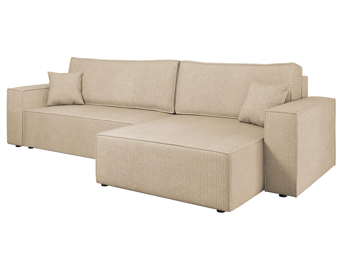 Canapé d'angle réversible 5 places convertible avec coffre en tissu texturé Cezanne