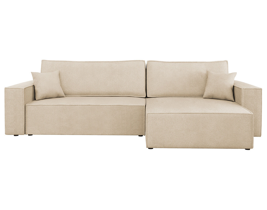 Canapé d'angle réversible 5 places convertible avec coffre en tissu texturé Cezanne