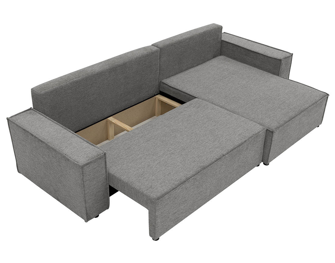 Canapé d'angle réversible 5 places convertible avec coffre en tissu texturé Cezanne