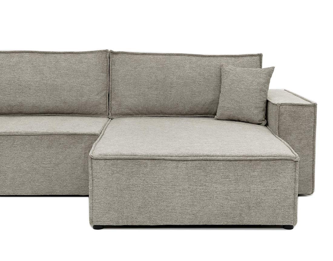 Canapé d'angle réversible 5 places convertible avec coffre en tissu texturé Cezanne