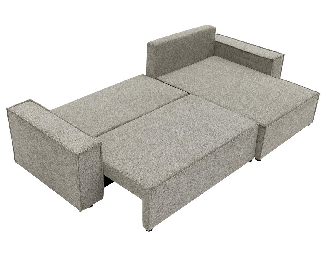 Canapé d'angle réversible 5 places convertible avec coffre en tissu texturé Cezanne