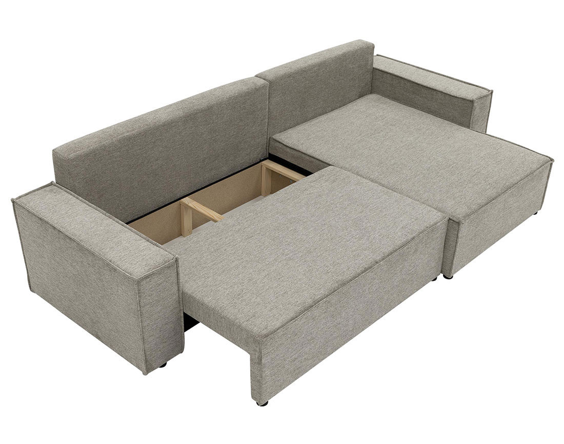 Canapé d'angle réversible 5 places convertible avec coffre en tissu texturé Cezanne