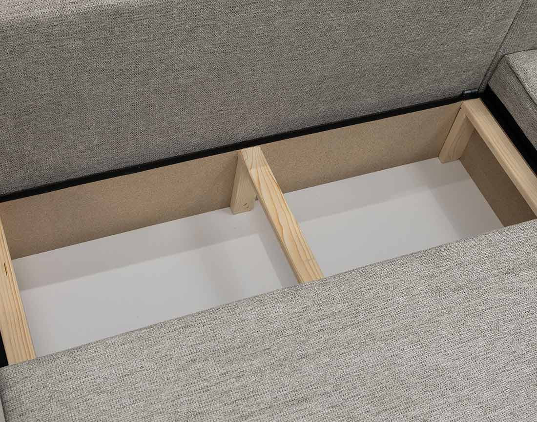 Canapé d'angle réversible 5 places convertible avec coffre en tissu texturé Cezanne