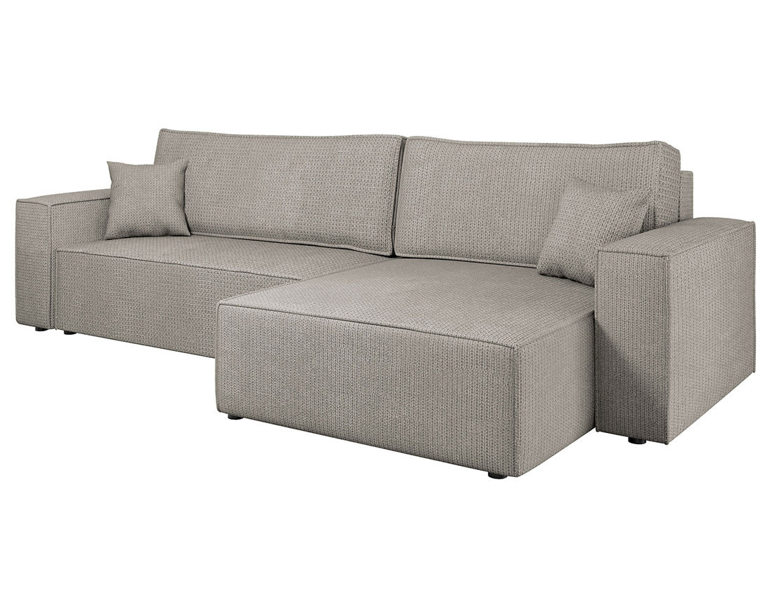 Canapé d'angle réversible 5 places convertible avec coffre en tissu texturé Cezanne