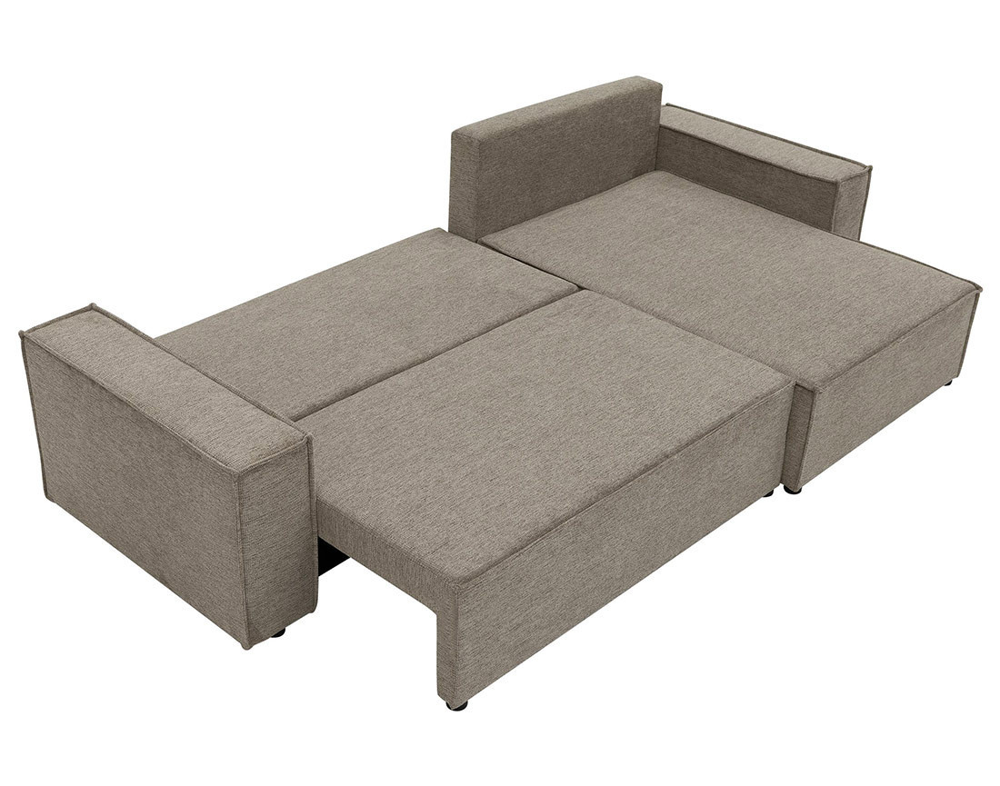 Canapé d'angle réversible 5 places convertible avec coffre en tissu texturé Cezanne