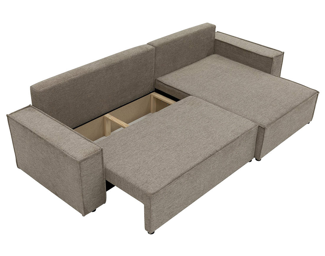 Canapé d'angle réversible 5 places convertible avec coffre en tissu texturé Cezanne