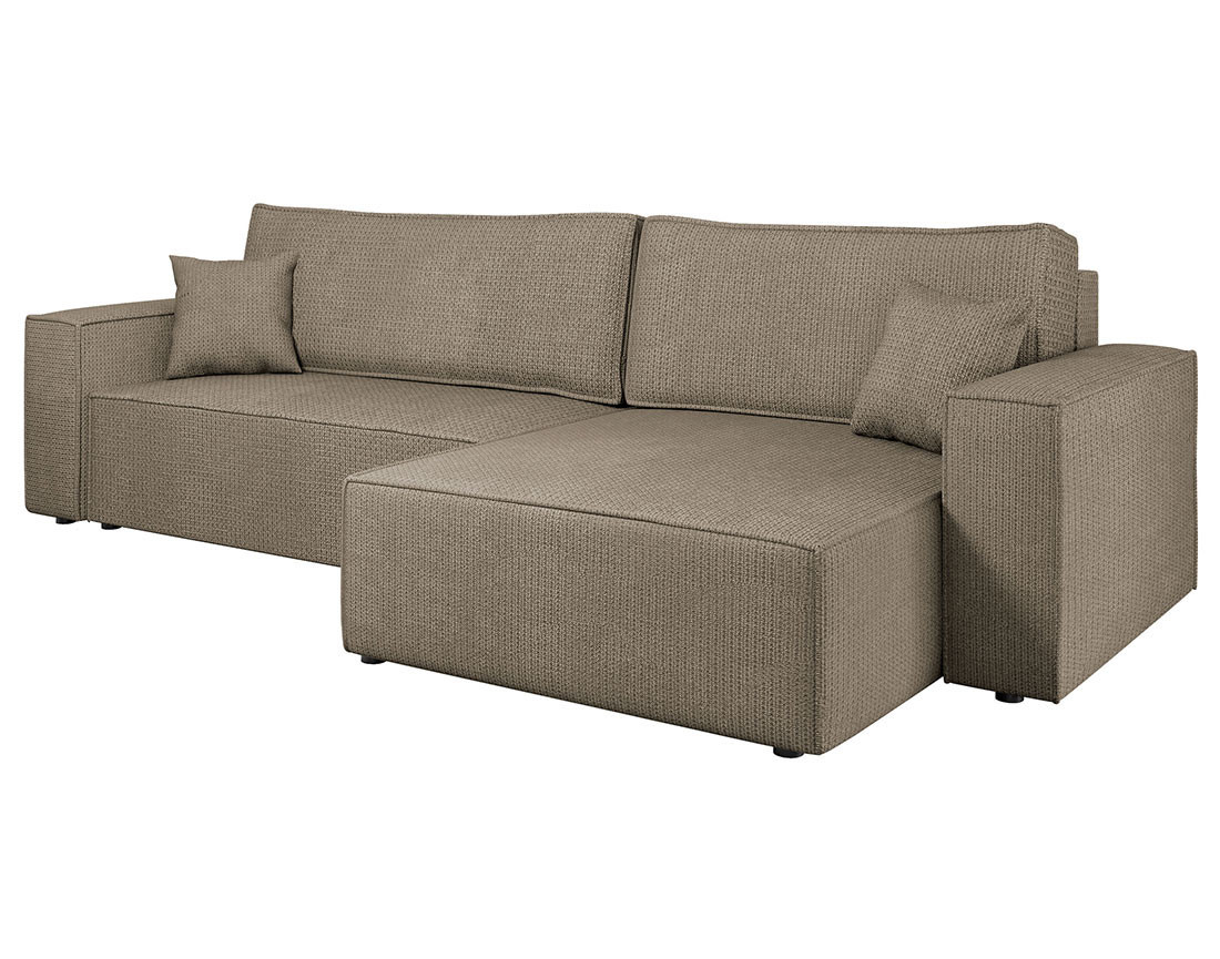 Canapé d'angle réversible 5 places convertible avec coffre en tissu texturé Cezanne