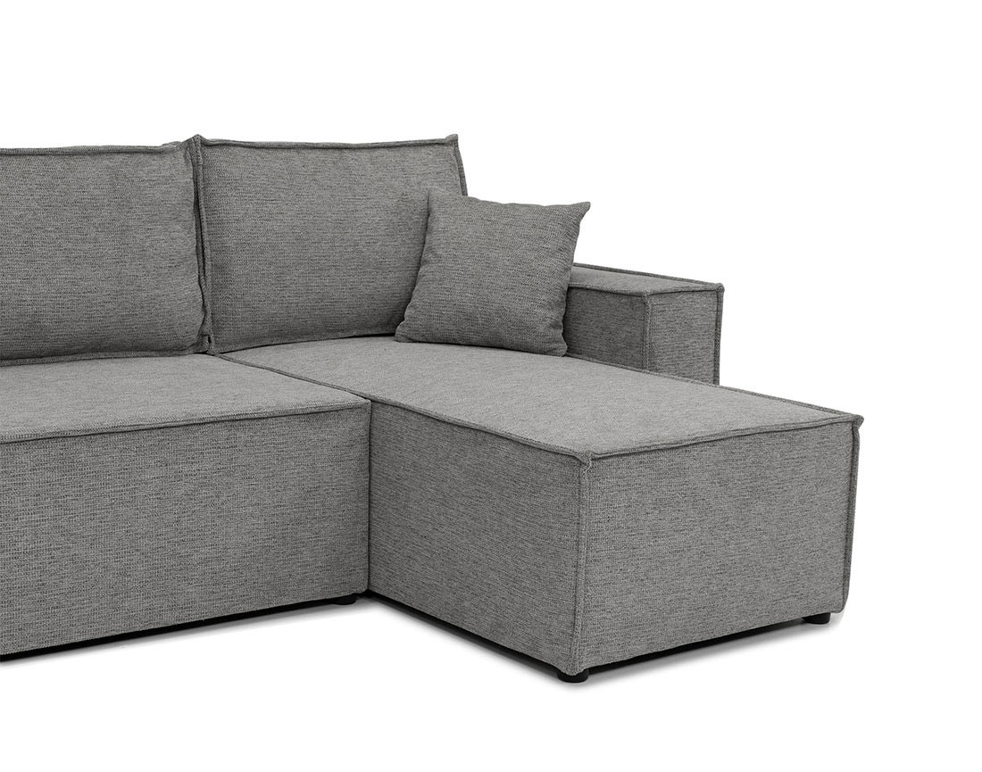 Canapé d'angle réversible 4 places convertible avec coffre en tissu texturé Cezanne