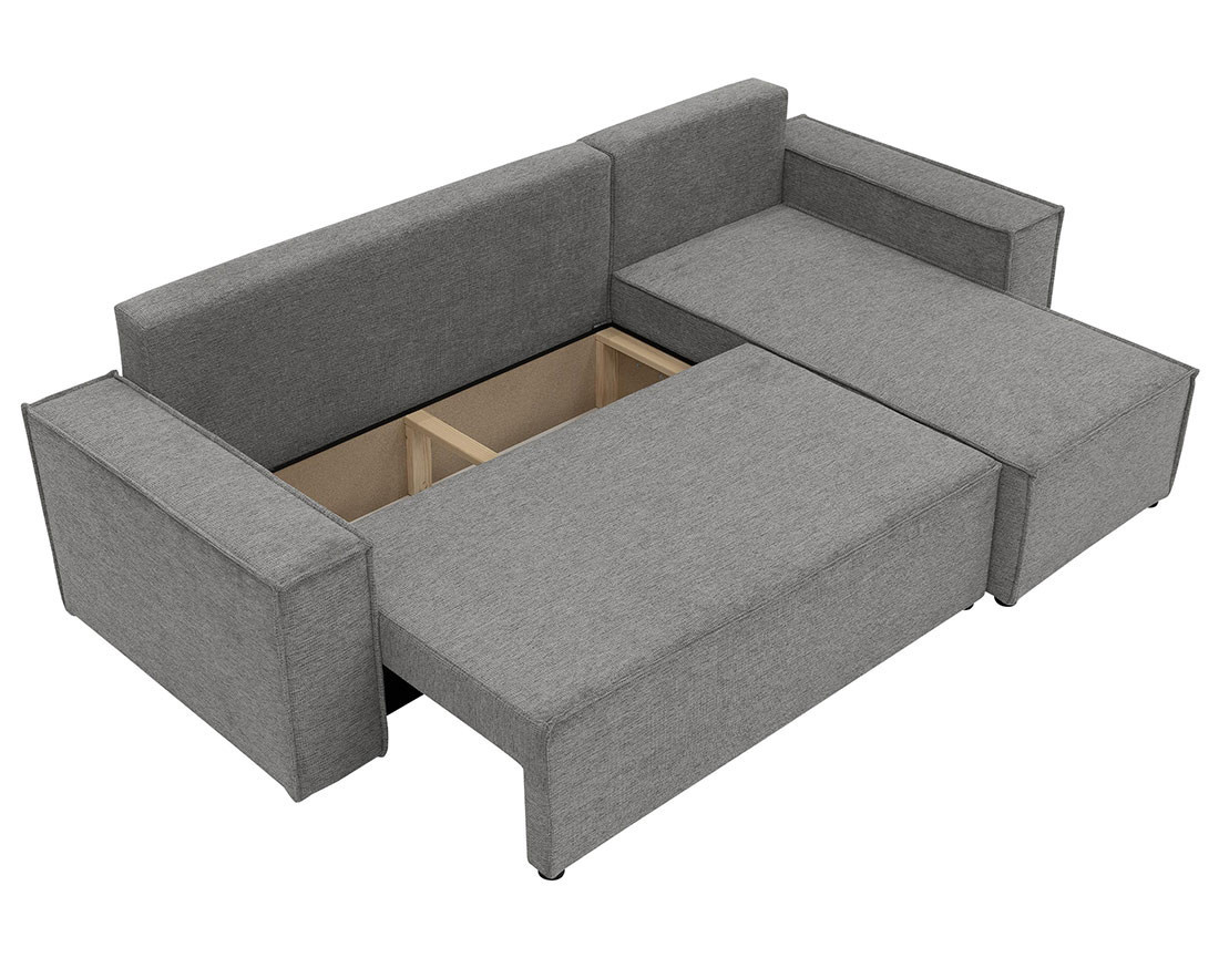 Canapé d'angle réversible 4 places convertible avec coffre en tissu texturé Cezanne