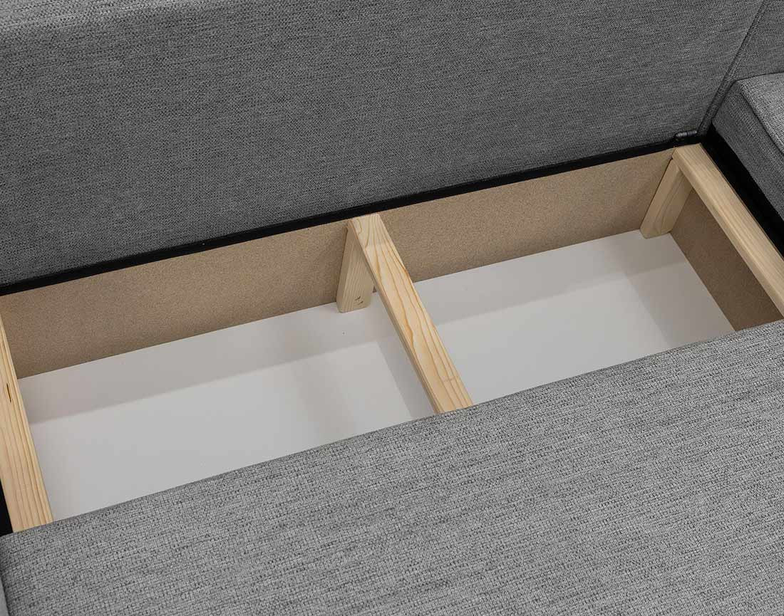 Canapé d'angle réversible 4 places convertible avec coffre en tissu texturé Cezanne