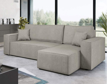 Canapé d'angle réversible 4 places convertible avec coffre en tissu texturé Cezanne