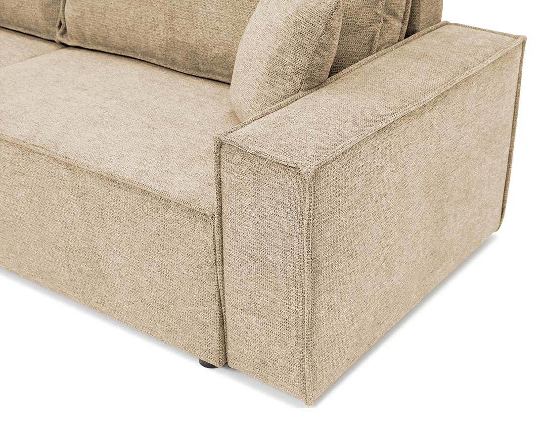 Canapé droit 3 places convertible avec coffre en tissu texturé Cezanne