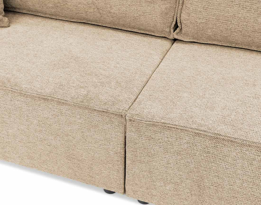 Canapé droit 3 places convertible avec coffre en tissu texturé Cezanne