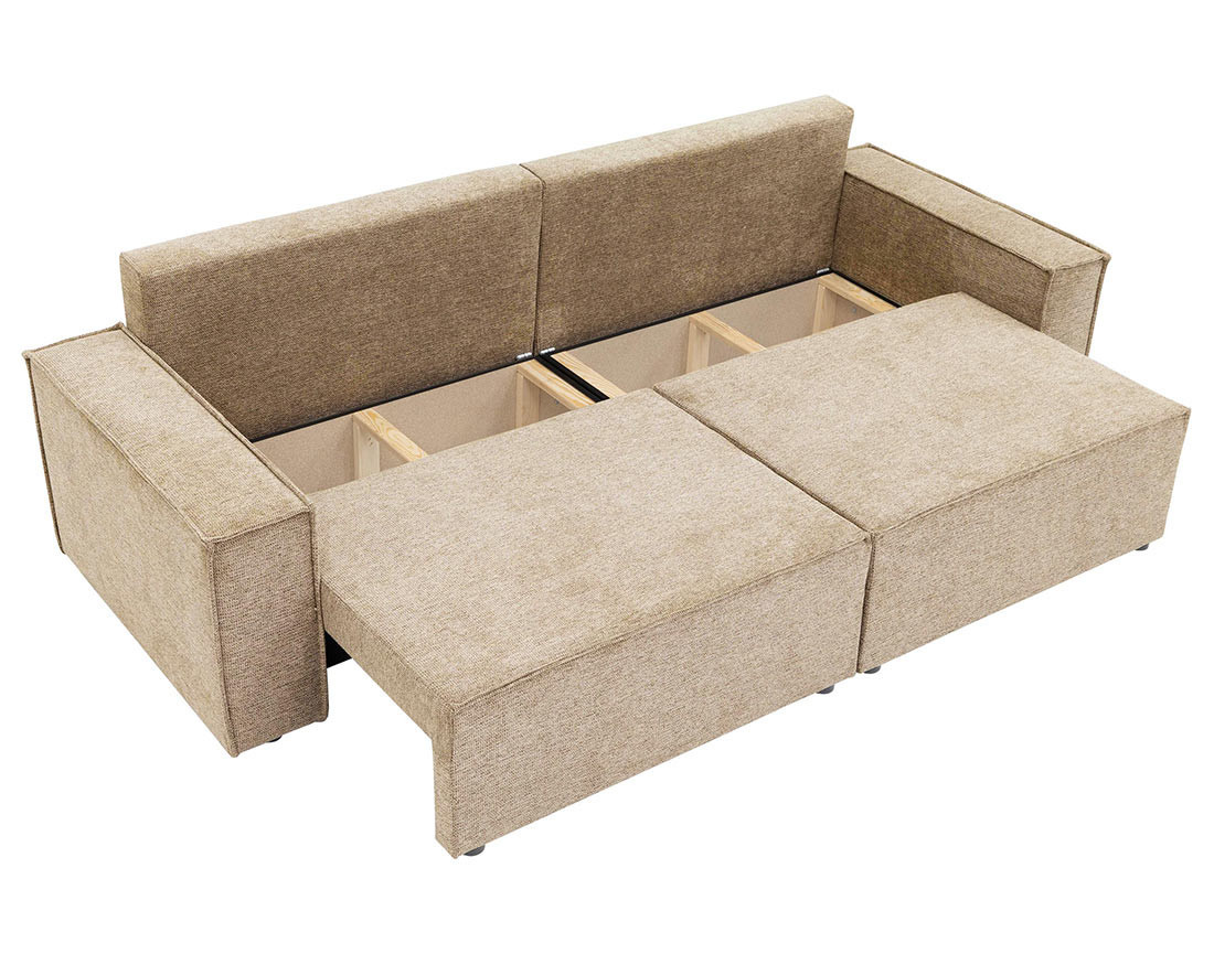 Canapé droit 3 places convertible avec coffre en tissu texturé Cezanne