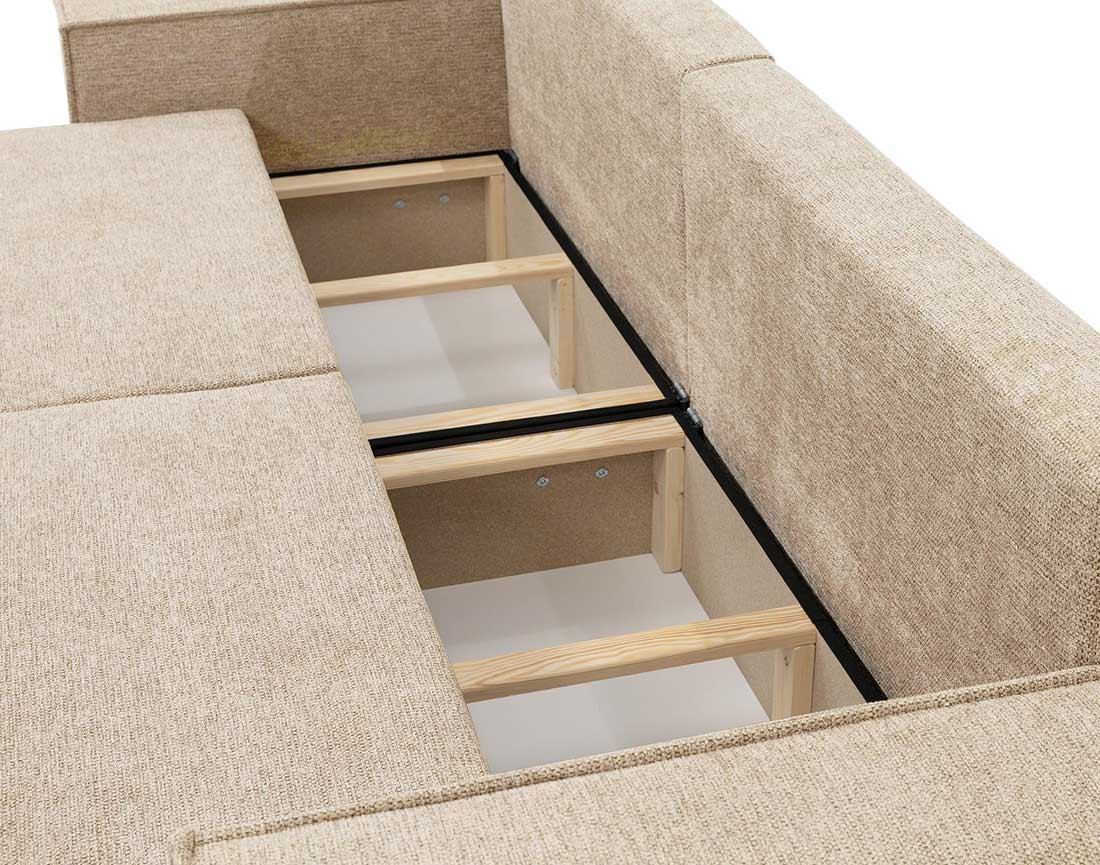 Canapé droit 3 places convertible avec coffre en tissu texturé Cezanne