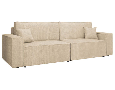 Canapé droit 3 places convertible avec coffre en tissu texturé Cezanne