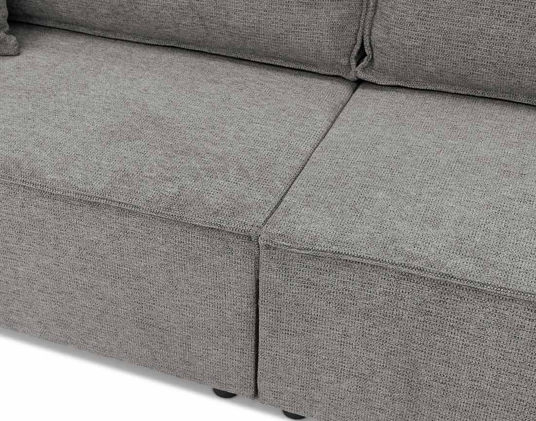 Canapé droit 3 places convertible avec coffre en tissu texturé Cezanne