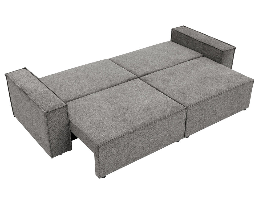 Canapé droit 3 places convertible avec coffre en tissu texturé Cezanne