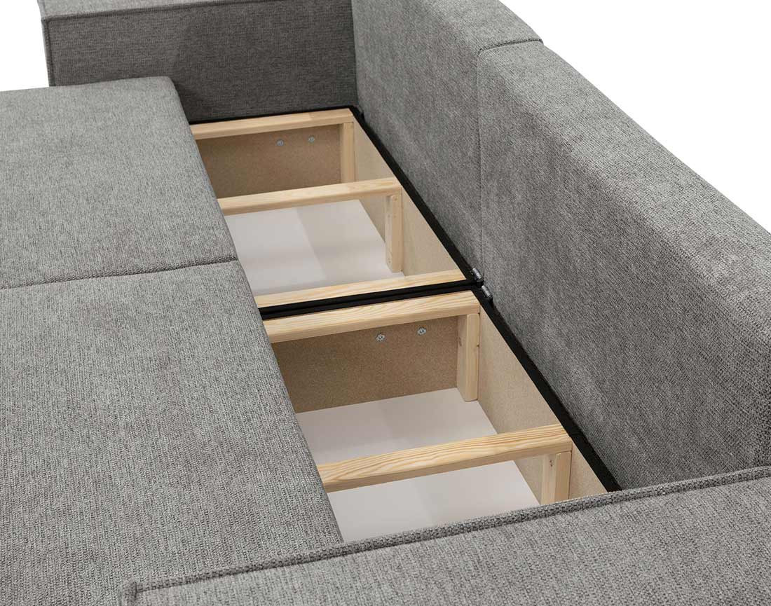 Canapé droit 3 places convertible avec coffre en tissu texturé Cezanne