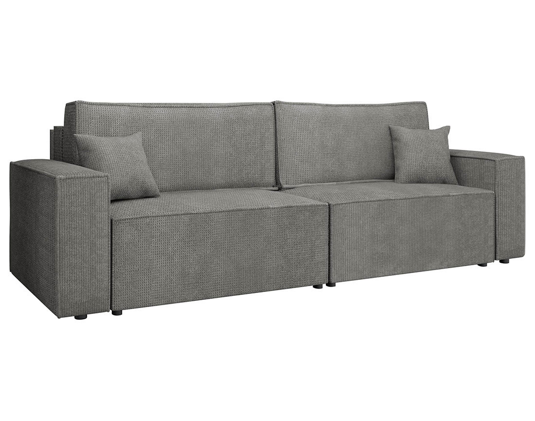 Canapé droit 3 places convertible avec coffre en tissu texturé Cezanne