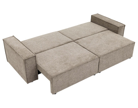 Canapé droit 3 places convertible avec coffre en tissu texturé Cezanne