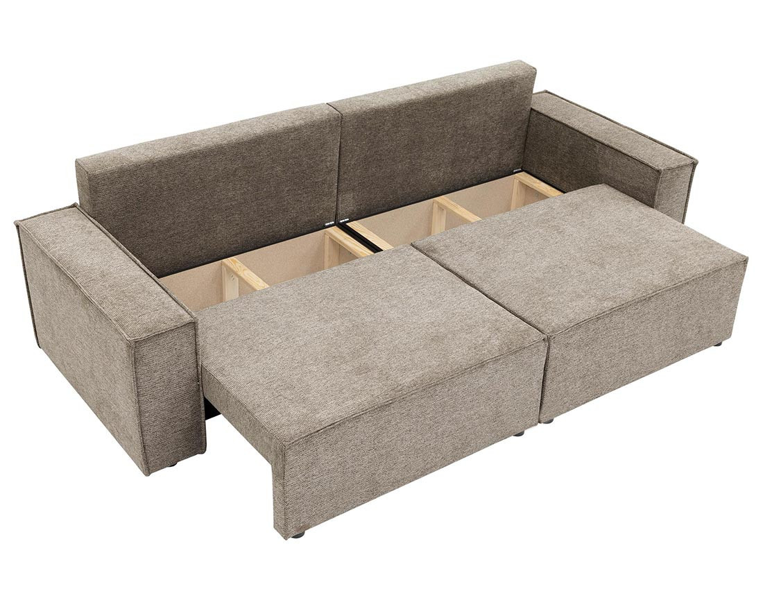 Canapé droit 3 places convertible avec coffre en tissu texturé Cezanne