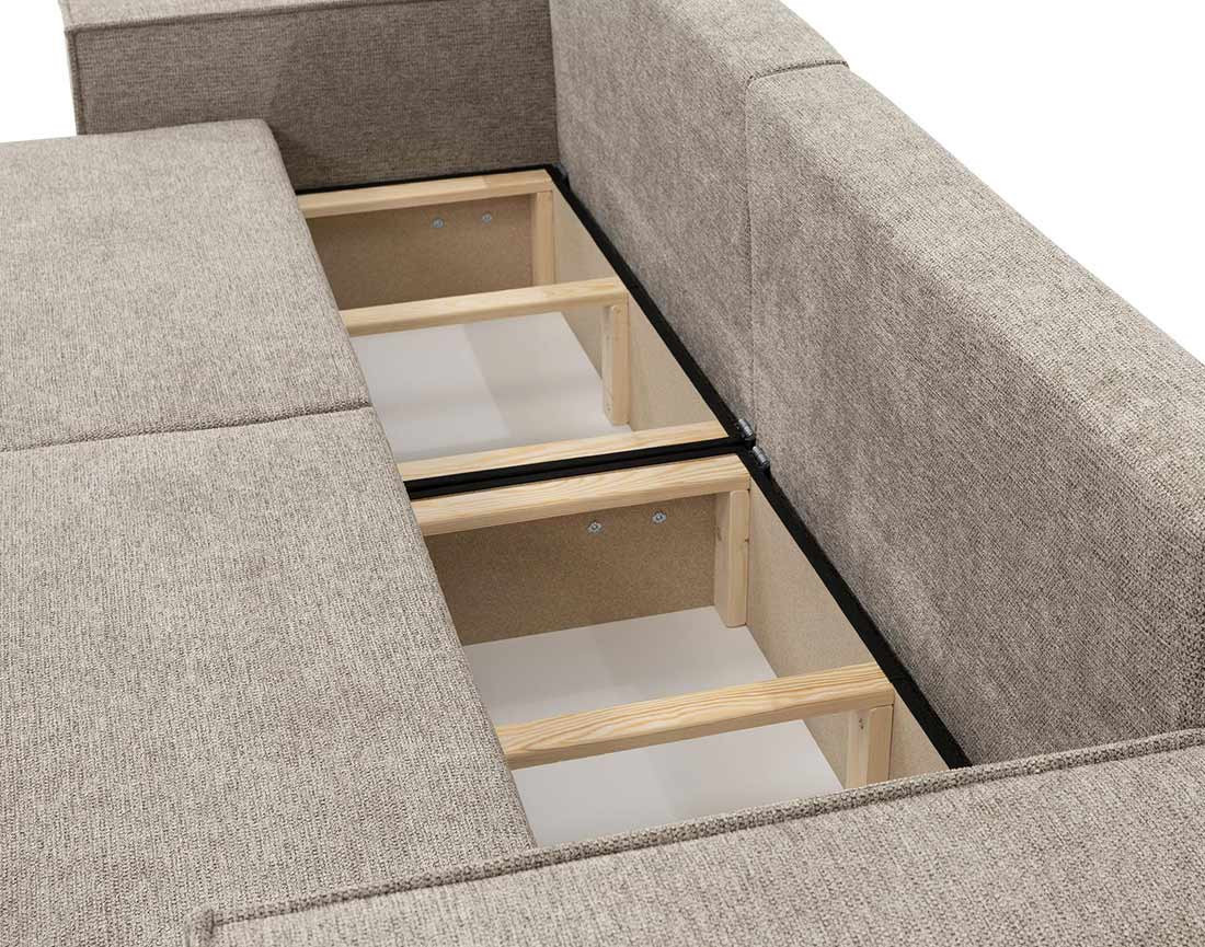 Canapé droit 3 places convertible avec coffre en tissu texturé Cezanne