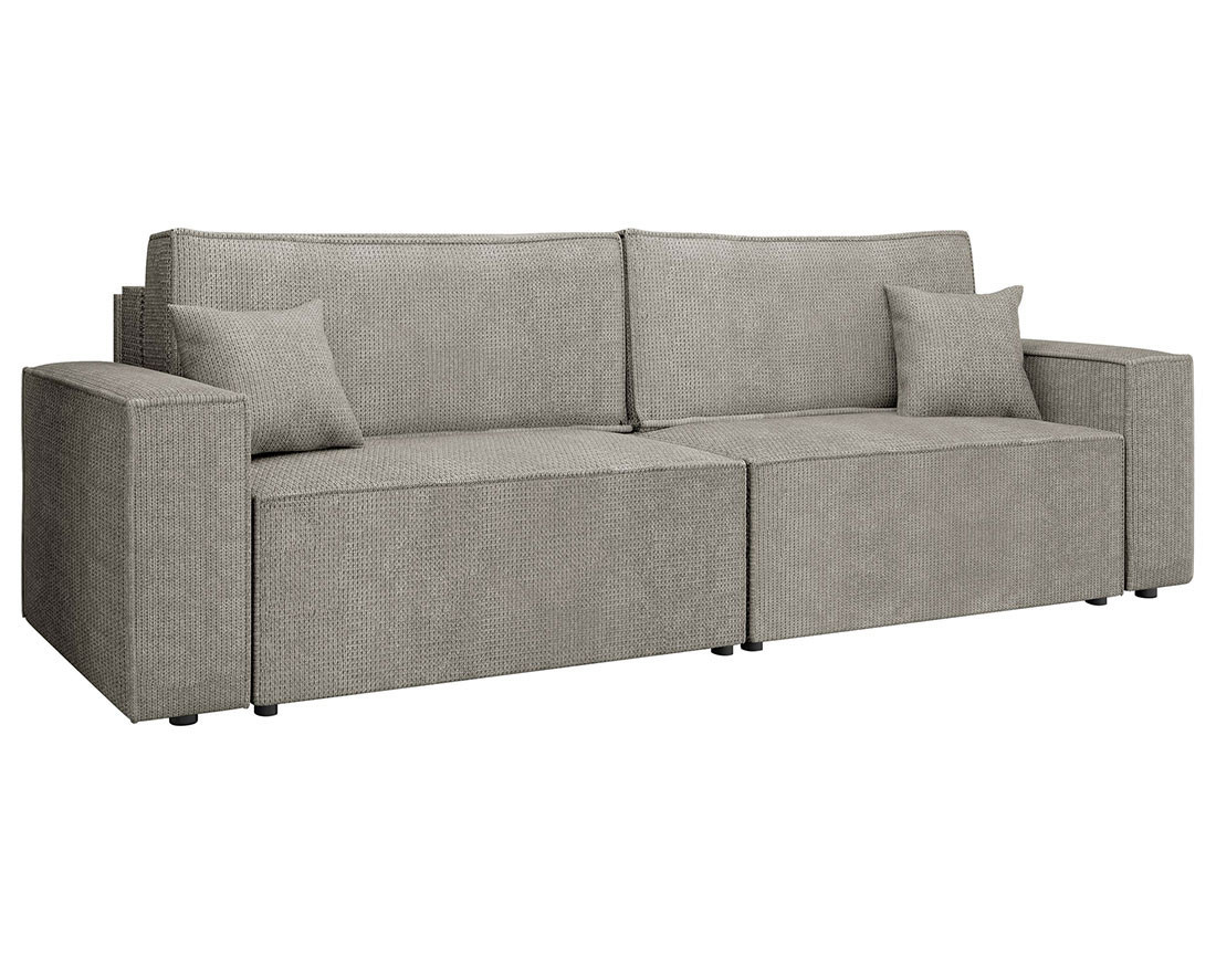 Canapé droit 3 places convertible avec coffre en tissu texturé Cezanne