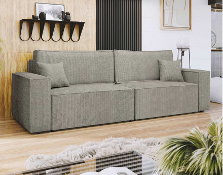Canapé droit 3 places convertible avec coffre en tissu texturé Cezanne