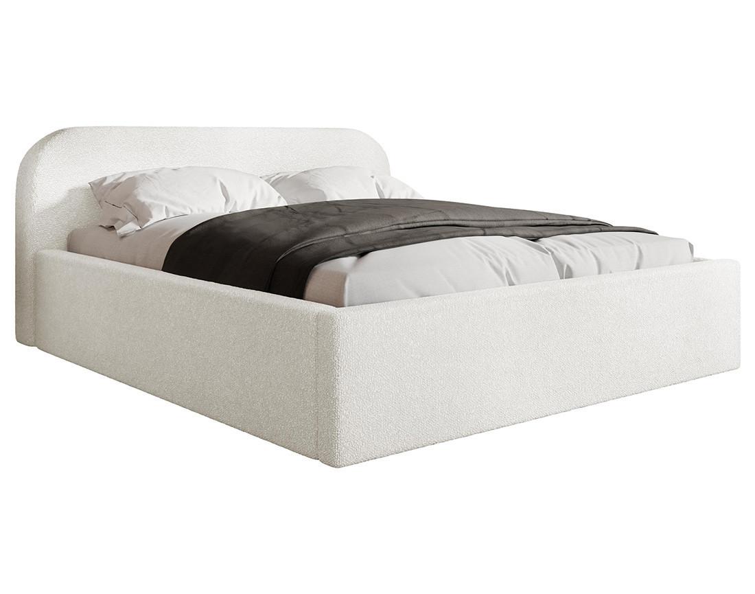 Lit coffre 140x200 cm en tissu bouclette Orane