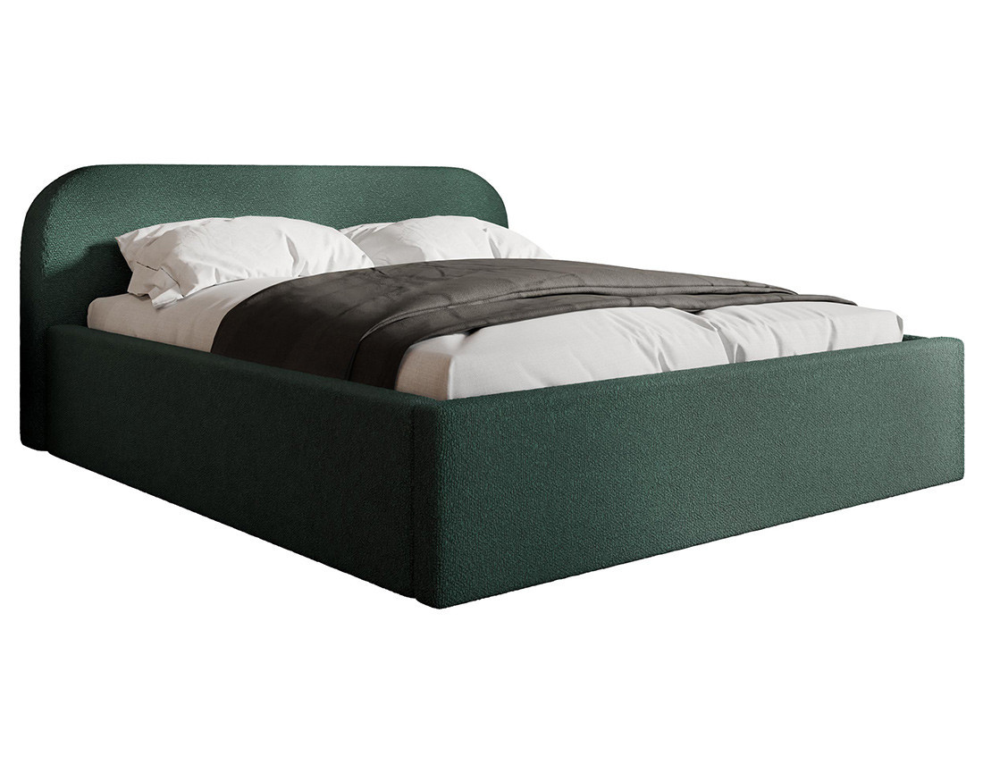 Lit coffre 140x200 cm en tissu bouclette Orane