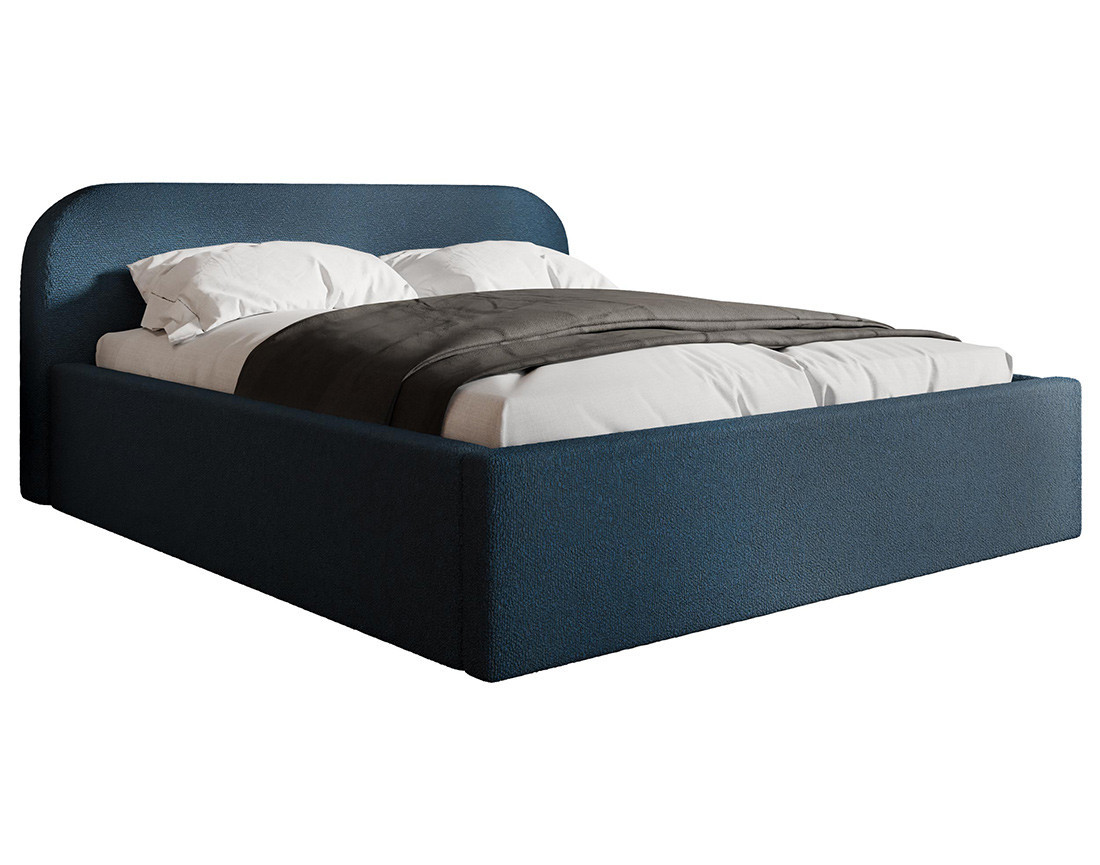 Lit coffre 140x200 cm en tissu bouclette Orane