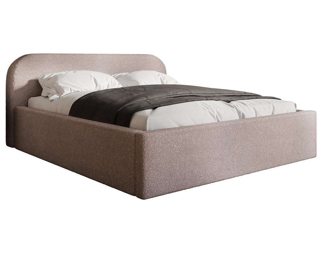 Lit coffre 160x200 cm en tissu bouclette Orane