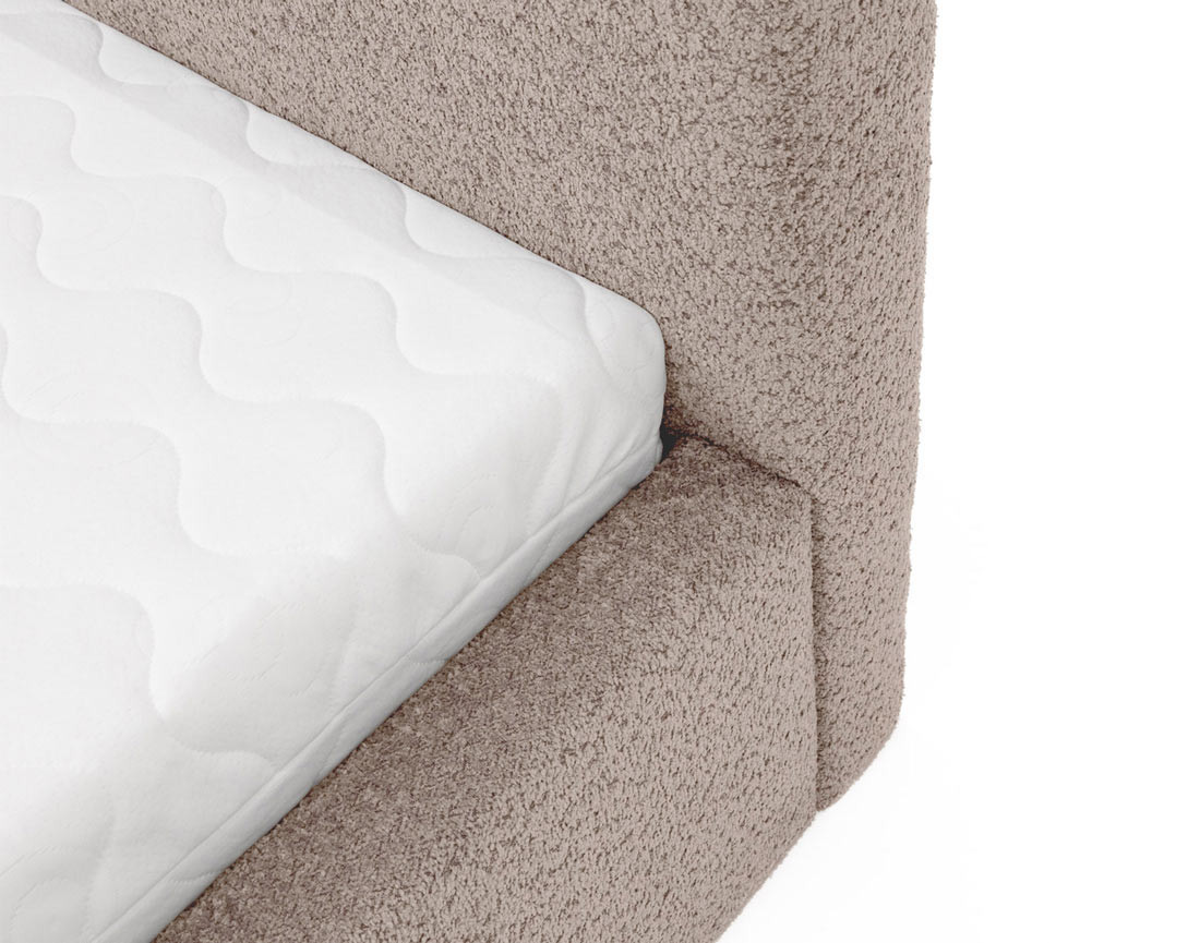 Lit coffre 160x200 cm en tissu bouclette Orane