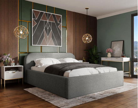 Lit coffre 180x200 cm en tissu bouclette Orane