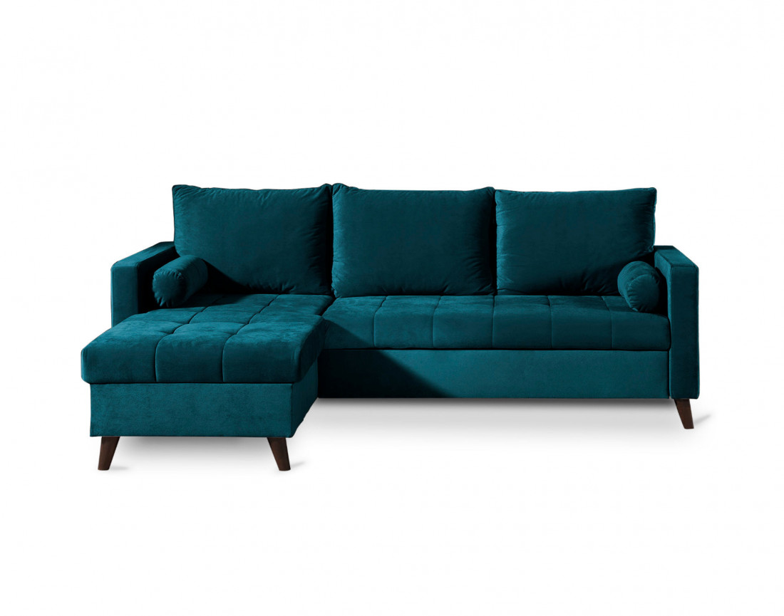 Polar - canapé d’angle réversible convertible en velours au design scandinave