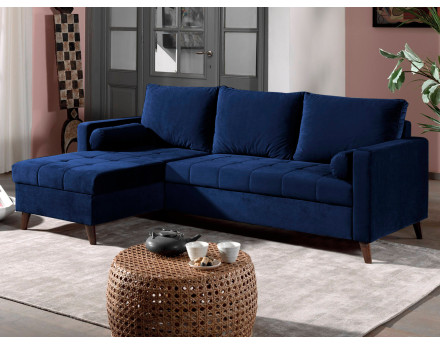 POLAR - Canapé d'angle réversible convertible - en velours au design scandinave - 4 places